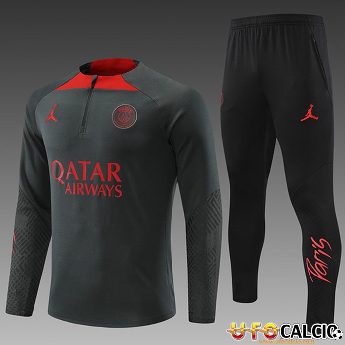 Negozio Insieme Tuta Calcio Jordan PSG Bambino Grigio Scuro 2022/2023