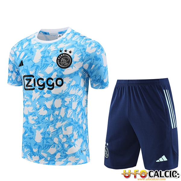 Vendita Kit Maglia Allenamento Pantaloncini Ajax Azzurro 2023 2024
