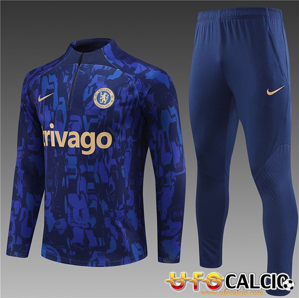 Insieme Tuta Calcio FC Chelsea Bambino Blu 2023/2024 Basso Prezzo