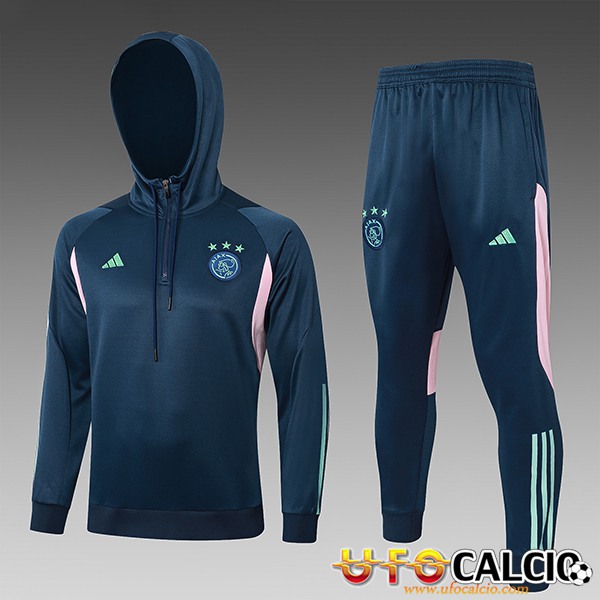 Insieme Giacca Con Cappuccio Tuta Ajax Bambino Blu Scuro 2023 2024 Poco Prezzo Economiche