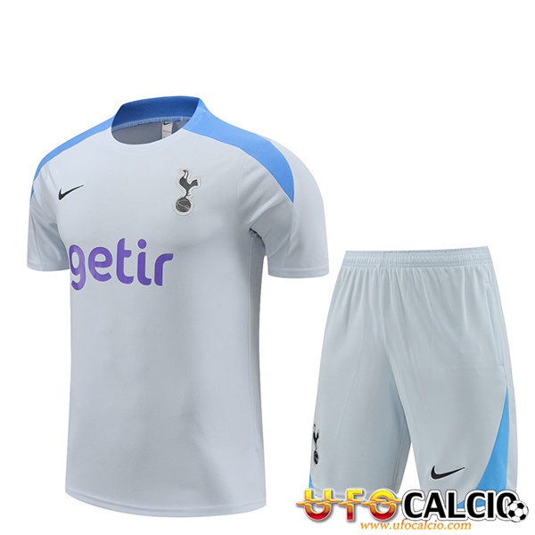 Kit Maglia Allenamento Pantaloncini Tottenham Hotspur Grigio Blu 2024 2025 Basso Prezzo Personalizzata