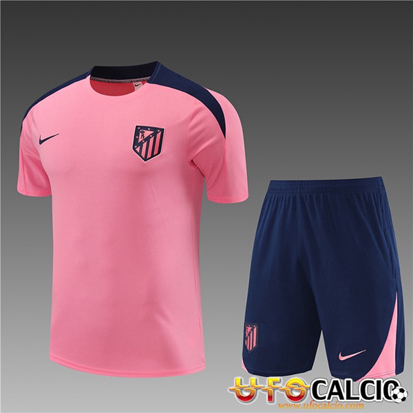 Kit Maglia Allenamento Pantaloncini Atletico Madrid Bambino Rosa Blu 2024 2025 Prezzo Vintage